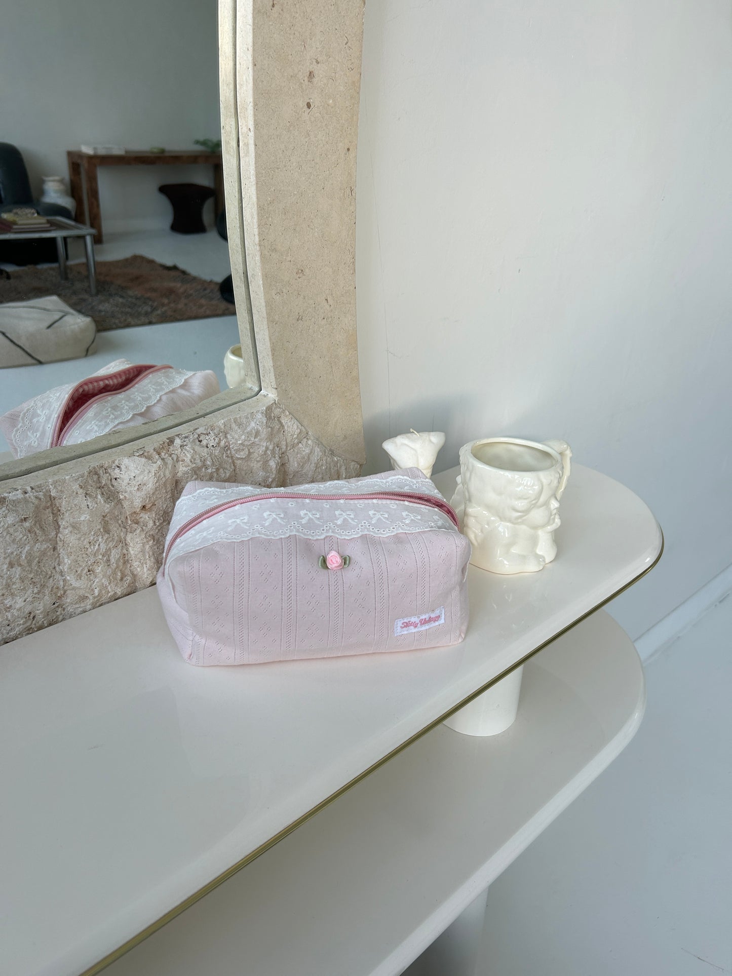 Pointelle Pink Makeup Pouch