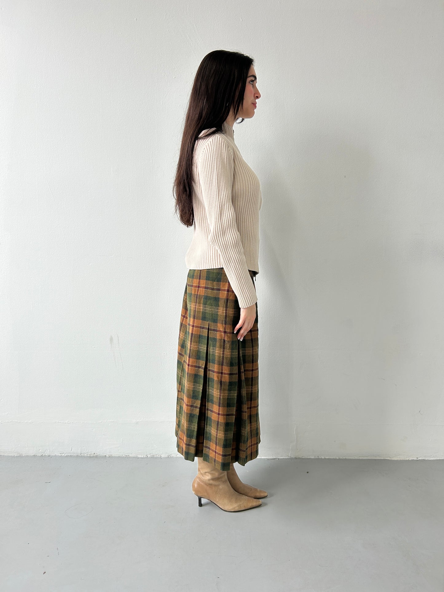 Midi Plaid Skirt