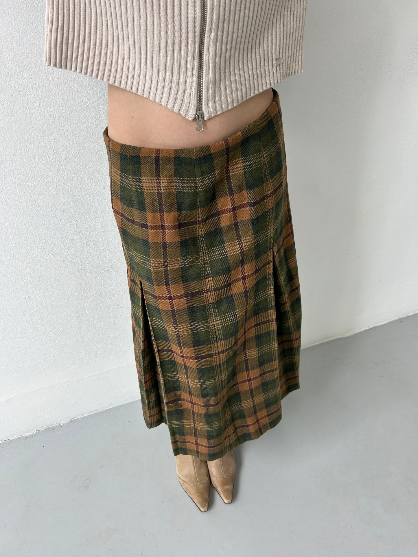 Midi Plaid Skirt