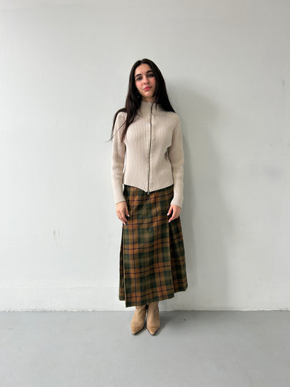 Midi Plaid Skirt