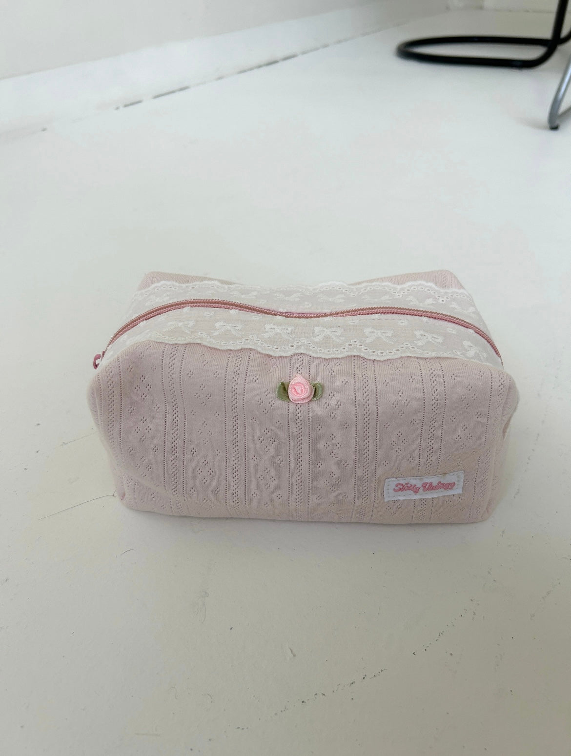 Pointelle Pink Makeup Pouch