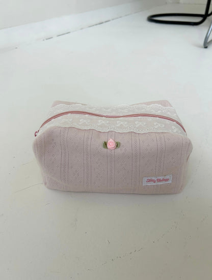 Pointelle Pink Makeup Pouch