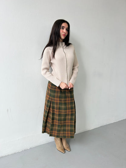 Midi Plaid Skirt