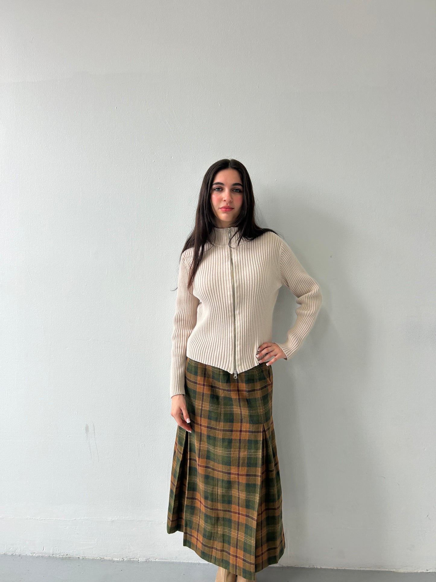 Midi Plaid Skirt