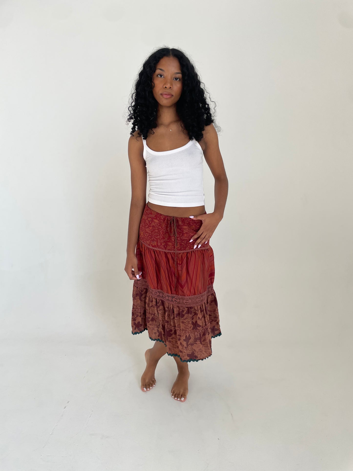 Silk Midi Skirt